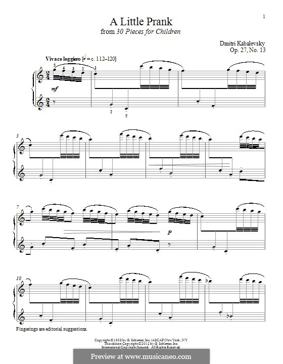 A Little Prank: Para Piano by Dmitri Kabalevsky