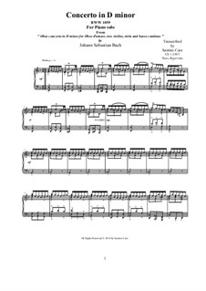 Concerto for Oboe and Orchestra in D Minor, BWV 1059: Movement III Presto, piano version by Johann Sebastian Bach