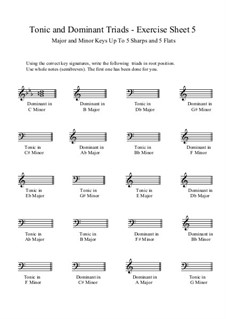 Tonic and Dominant Triads: Exercise Sheet 5 by Yvonne Johnson