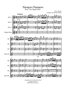 Papageno Papagena: For oboe and english horn quartet by Wolfgang Amadeus Mozart