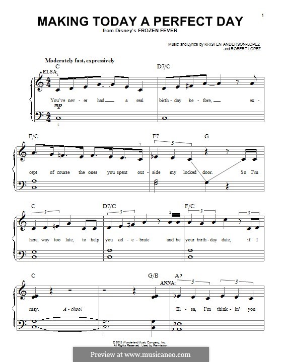 Making Today a Perfect Day (from Frozen Fever) por R. Lopez, K. AndersonLopez em músicaNeo