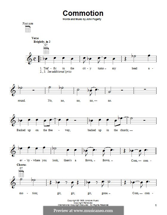 Commotion (Creedence Clearwater Revival): para ukulele by John C. Fogerty