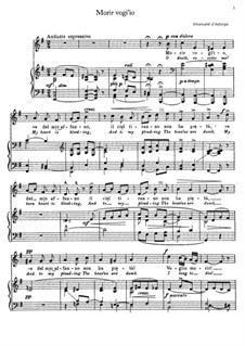 Morir vogi' io: Piano-vocal score (E Minor) by Emanuele d'Astorga