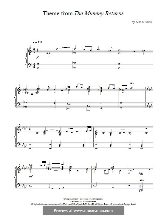 The Mummy Returns (The Mummy Returns): Para Piano by Alan Silvestri