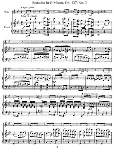 Sonatina for Violin and Piano No.3 in G Minor, D.408 Op.137: partitura, parte solo by Franz Schubert