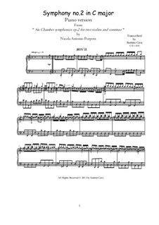Symphony No.2 in C, Op.2: Movement II. Allegro, piano version by Nicola Porpora