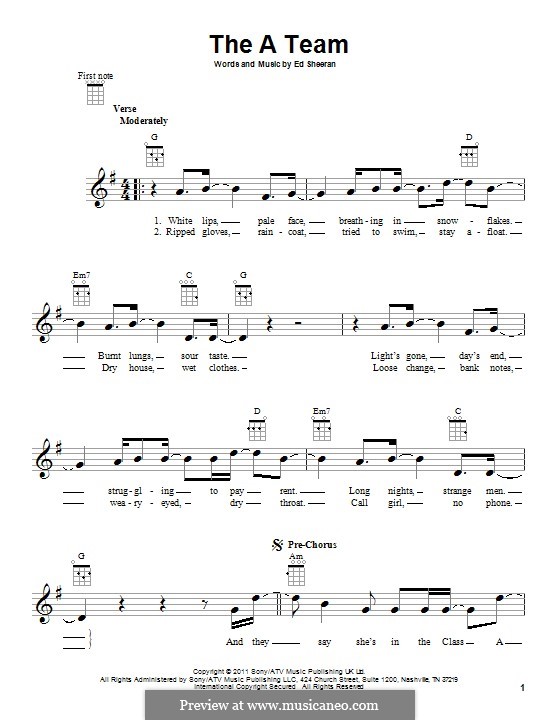 The a Team: para ukulele by Ed Sheeran