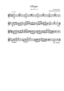 Twenty-Five Progressive Etudes, Op.60: Etude No.15, for violin (or mandolin, or mandola) by Fernando Sor