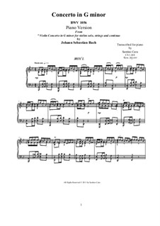 Movement I: Arrangement for piano (G Minor) by Johann Sebastian Bach