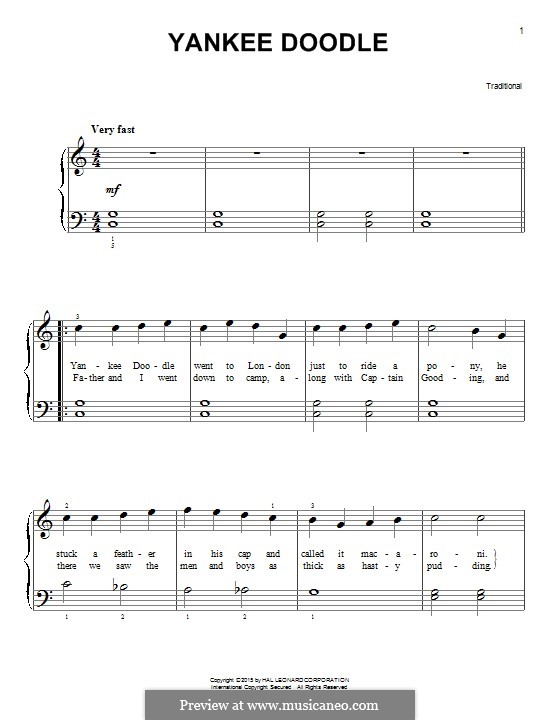 Yankee Doodle: Para Piano by folklore