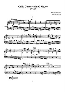 Concerto for Cello and Strings in G Major, RV 413: Score by Antonio Vivaldi