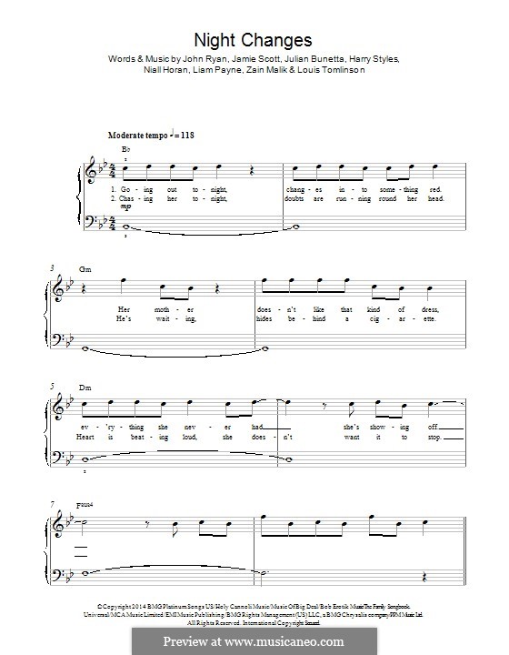 Night Changes (One Direction) por J. J. Scott, Zayn Malik, L. Tomlinson, L. Payne, N