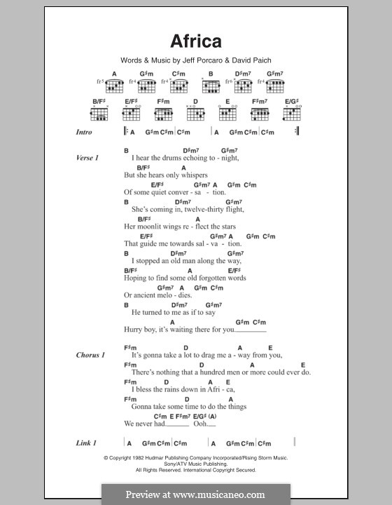 Africa (Toto): Letras e Acordes by David Paich, Jeff Porcaro