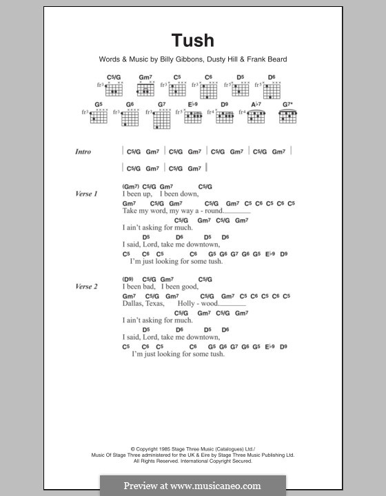 Tush (ZZ Top): Letras e Acordes by Billy F Gibbons, Dusty Hill, Frank Lee Beard