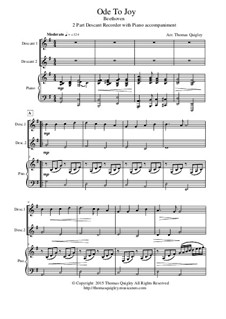 Ode to Joy: Version for two part descant recorder and piano by Ludwig van Beethoven