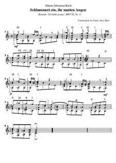 Ich habe genug, BWV 82: Nr.3 Schlummert ein, ihr matten Augen, für Gitarre by Johann Sebastian Bach