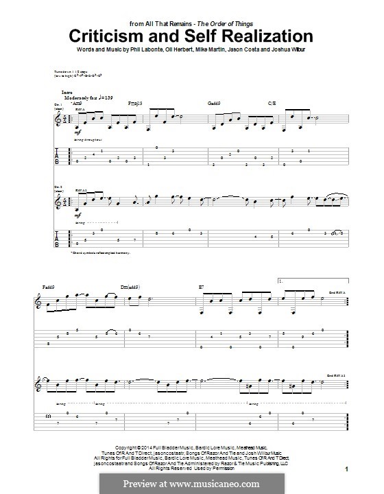 Criticism and Self Realization (All That Remains): Para guitarra com guia by Jason Costa, Mike Martin, Oli Herbert, Philip LaBonte, Joshua Wilbur