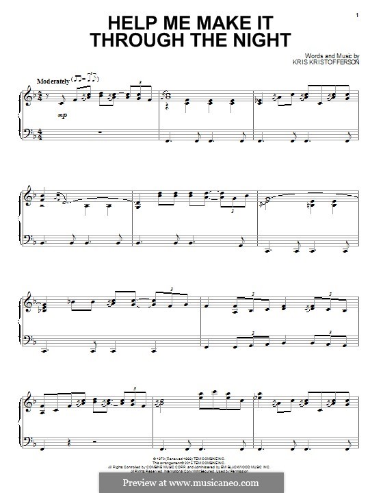Help Me Make It Through the Night: Para Piano by Kris Kristofferson