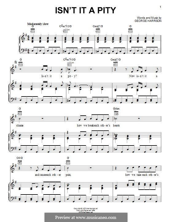Isn't it a Pity: Para vocais e piano (ou Guitarra) by George Harrison