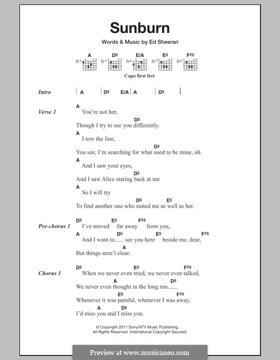 Sunburn: Letras e Acordes by Ed Sheeran