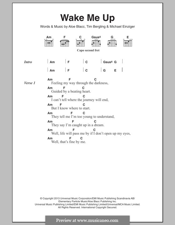 Wake Me Up: Letras e Acordes by Aloe Blacc, Michael Einziger, Avicii, Arash Andreas Pournouri