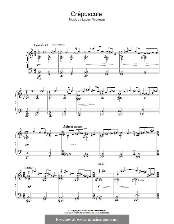 Crépuscule: Para Piano by Lucien Wurmser