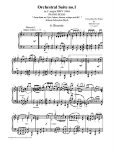 Orchestral Suite No.1 in C Major, BWV 1066: Bourrée 1 and 2, for piano by Johann Sebastian Bach