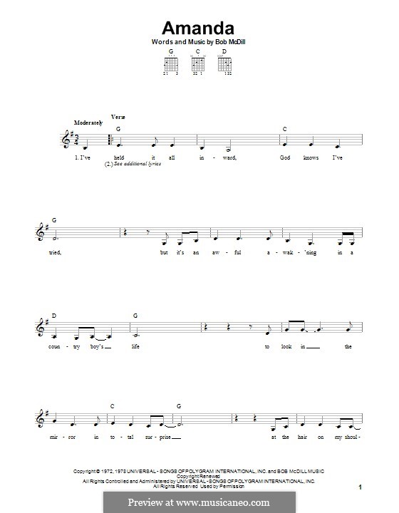 Amanda (Waylon Jennings): Para guitarra com guia by Bob McDill
