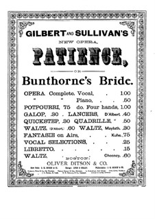 Patience: potpourri, para piano de quatro mãos by Arthur Seymour Sullivan