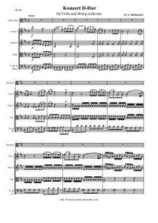 Concerto for Viola and String Orchestra in D Major: Score, parts by Franz Anton Hoffmeister