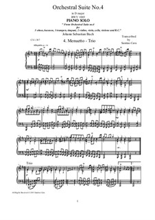 Orchestral Suite No.4 in D Major, BWV 1069: Menuetto-Trio, for piano by Johann Sebastian Bach