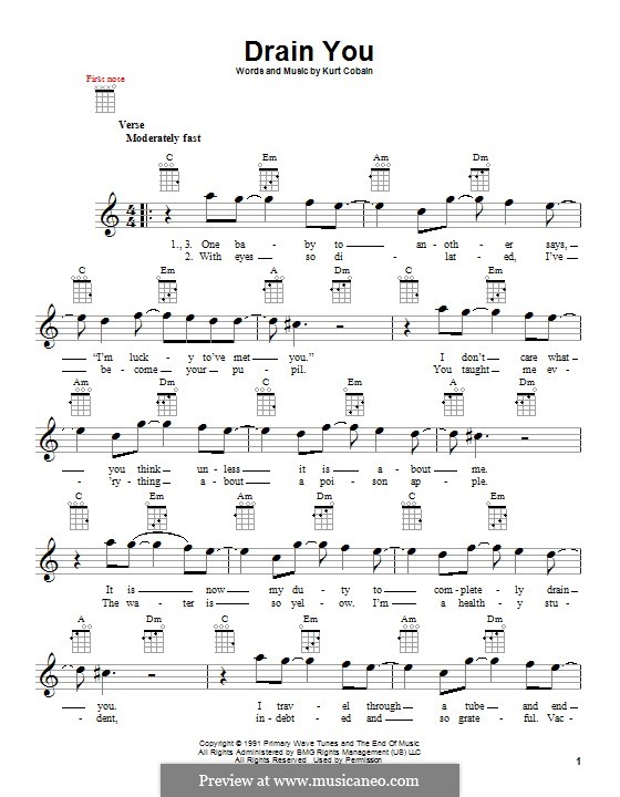 Drain You (Nirvana): para ukulele by Kurt Cobain