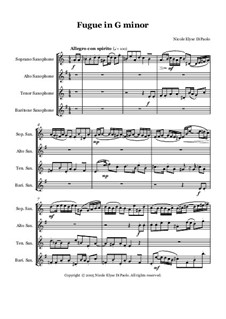 Fugue in G minor arr. for Saxophone Quartet: Fugue in G minor arr. for Saxophone Quartet by Nicole DiPaolo