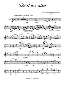 Piano Trio No.2 in C Minor, Op.66: parte flauta by Felix Mendelssohn-Bartholdy