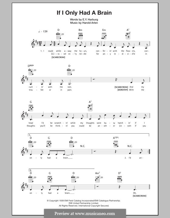 If I Only Had a Brain (from The Wizard of Oz): para ukulele by Harold Arlen