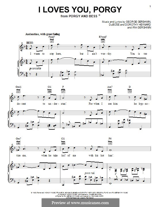 I Loves You, Porgy: Para vocais e piano (ou Guitarra) by George Gershwin