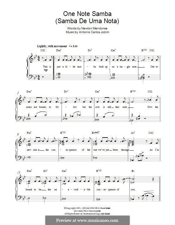 One Note Samba (Samba De Uma Nota): Para vocais e piano by Antonio Carlos Jobim
