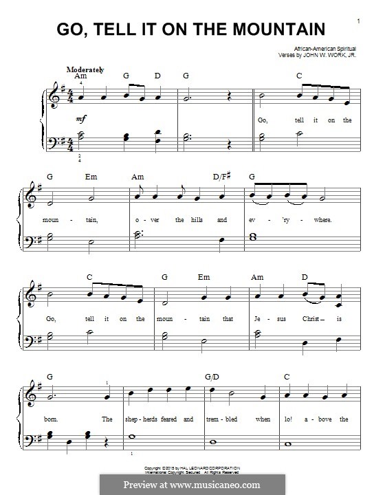 Go, Tell it on the Mountain (Printable Scores): Para Piano by folklore