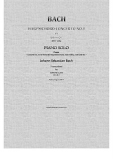 Concerto for Harpsichord and Strings No.1 in D Minor , BWV 1052: arranjo para piano by Johann Sebastian Bach