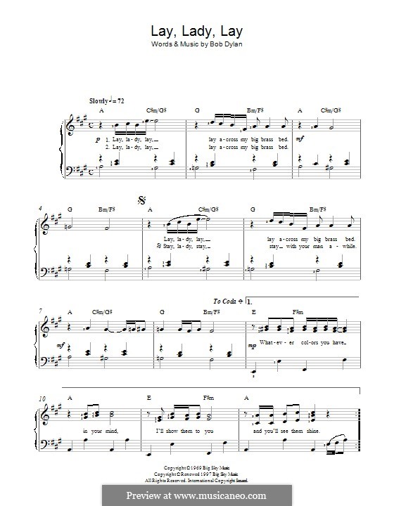 Lay Lady Lay: Para Piano by Bob Dylan