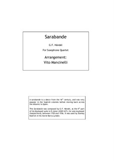 Sarabande in D Minor: Para quarteto de sopro by Georg Friedrich Händel