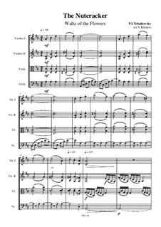 No.13 Waltz of the Flowers: For string quartet – score, Op.1 No.2 by Pyotr Tchaikovsky