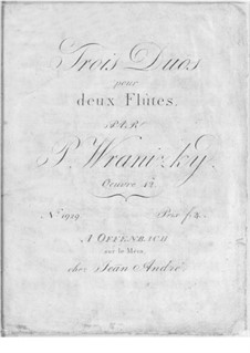 Three Duos for Two Flutes, Op.42: Three Duos for Two Flutes by Paul Wranitzky