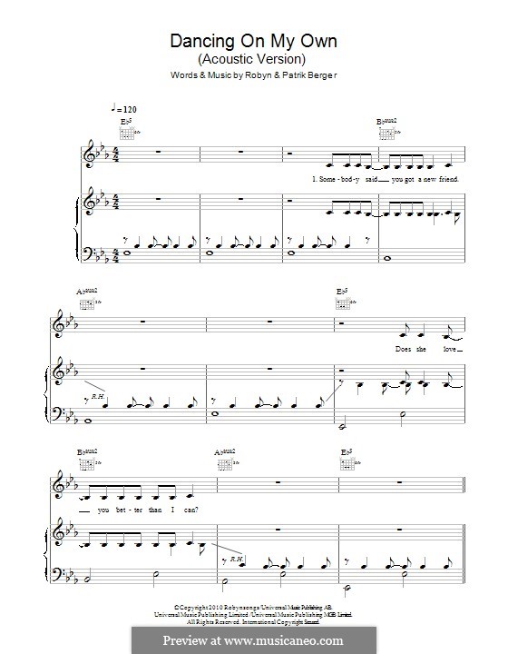 Dancing on My Own: Para vocais e piano (ou Guitarra) by Alfred George Robyn, Patrik Berger