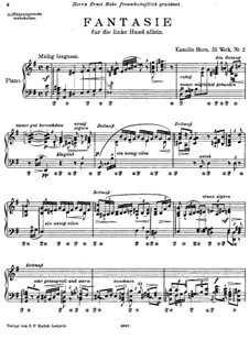 Fantasy, for the left Hand alone, Op.33 No.2: Para Piano by Kamillo Horn
