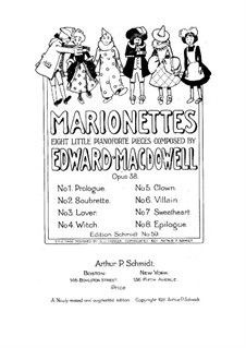 Marionettes. Eight Little Piano Pieces, Op.38: para um único musico (Editado por H. Bulow) by Edward MacDowell