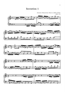 No.1 in C Major, BWV 772: Para Piano by Johann Sebastian Bach