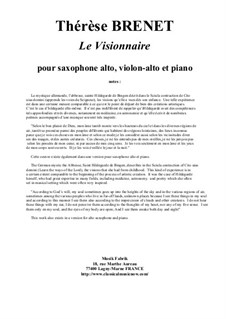 Le Visonnaire: For alto saxophone, viola and piano by Thérèse Brenet