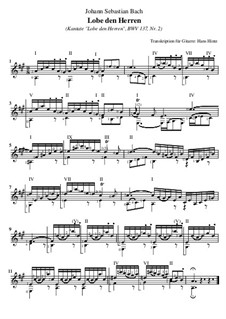 Lobe den Herren, den mächtigen König der Ehren, BWV 137: Nr.2 Lobe den Herren, für Gitarre by Johann Sebastian Bach