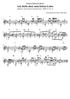 Lobet Gott in seinen Reichen, BWV 11: Nr.11 Ach, bleibe doch, mein liebstes Leben, für Gitarre by Johann Sebastian Bach
